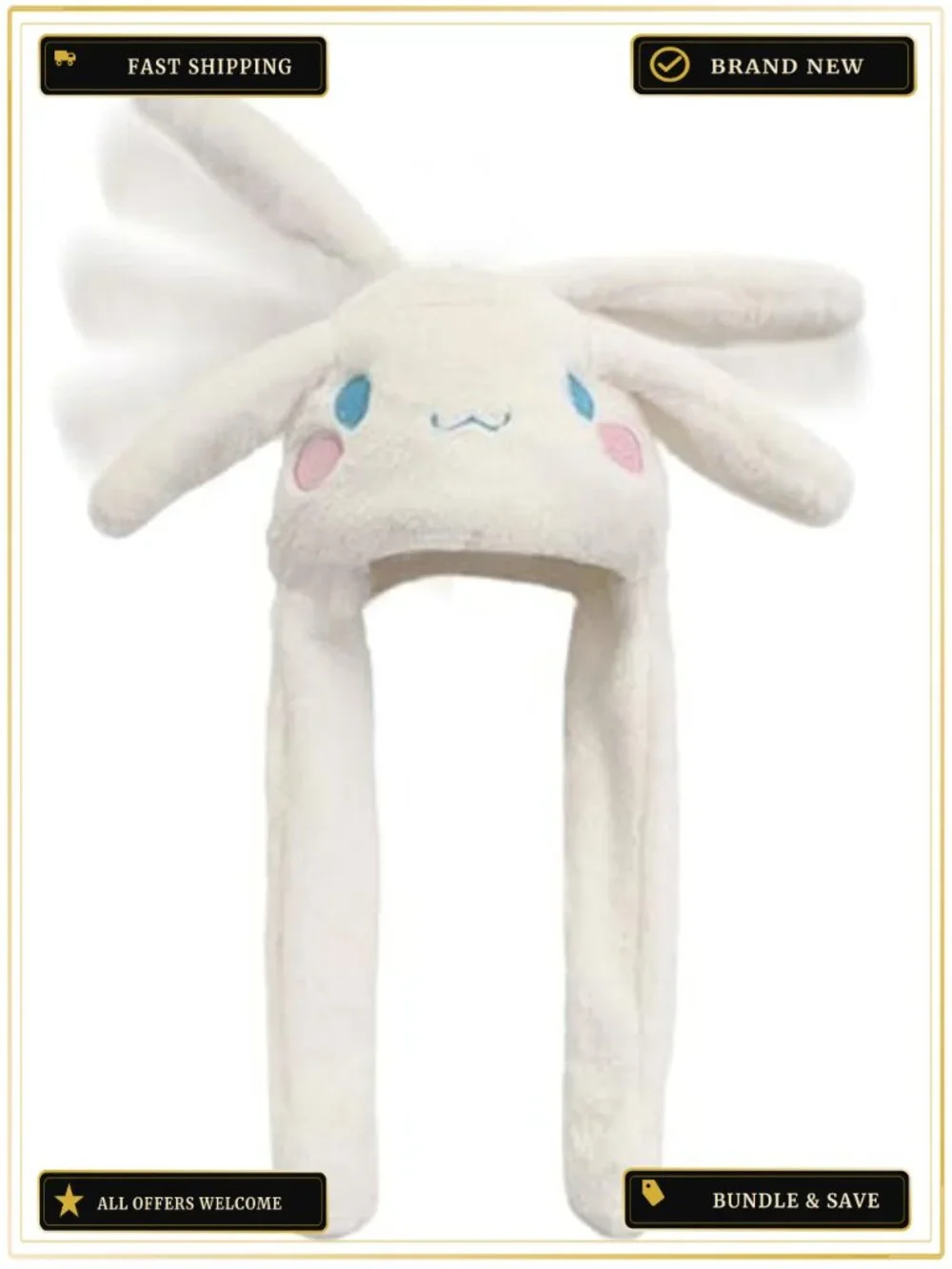 Cute Plush Ear Moving Winter Hat Funny Cartoon Animal Warm Cap One Size